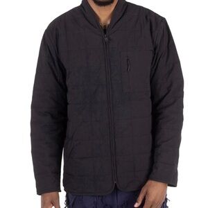 Rains Mens Black Giron Jacket Black Quilted Lightweight Zip Jacket